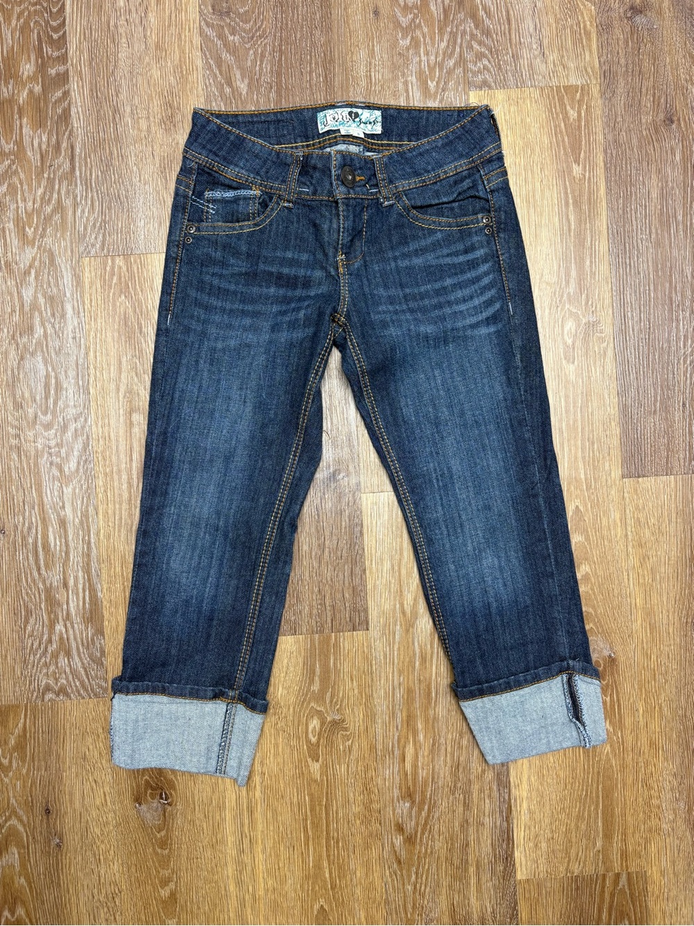 Jolt Dark Blue Cuffed Ankle Jeans
